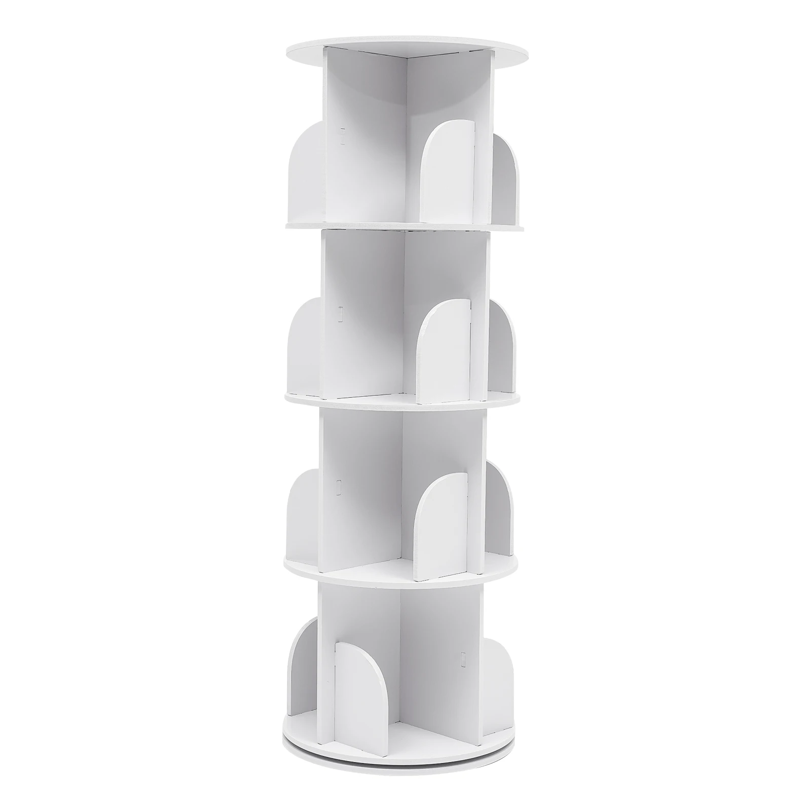 360 Bookcase Freestanding Storage Shelf Display Rack 4 Tier Rotating Bookshelf Floor Rotating Bookshelf