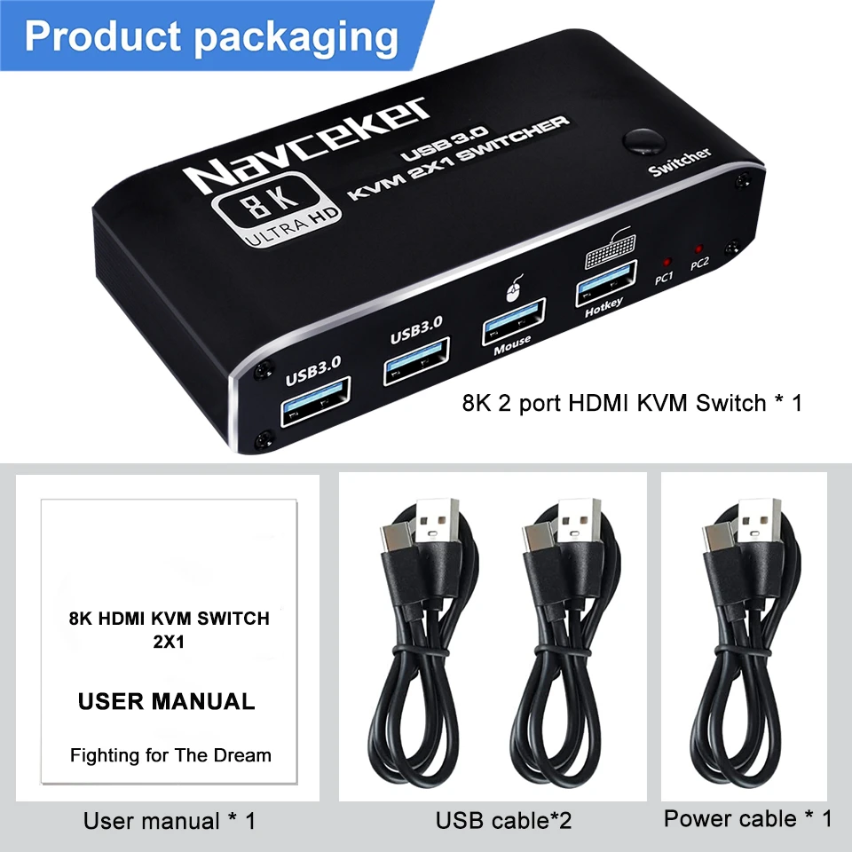 HDMI 2.1 przełącznik KVM 4K 120Hz HDMI USB 3.0 przełącznik KVM przełącznik USB 8K 60Hz 1080 @ 240Hz USB przełącznik KVM przełącznik HDMI z PC 2