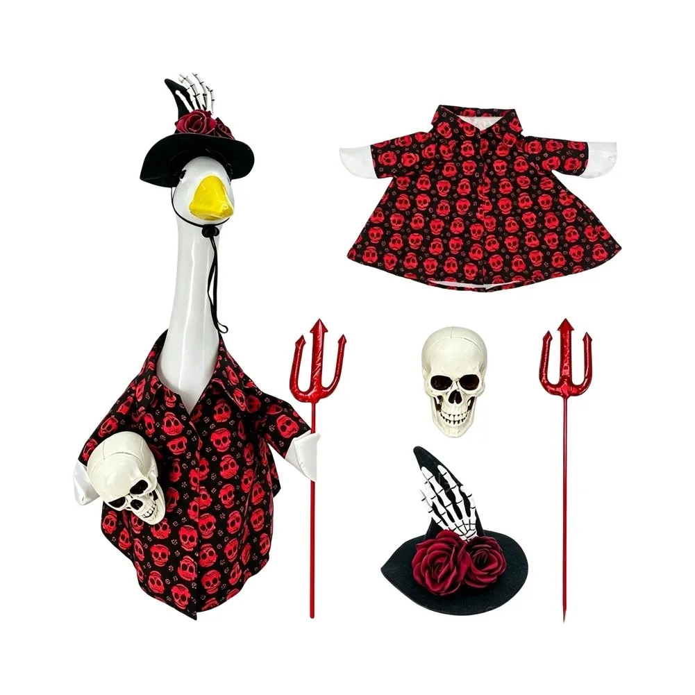 gothic-halloween-clothing-set-witch-hat-goose-set-halloween-porch-goose-outfit-soft-woven-fabric-lightweight-and-sturdy