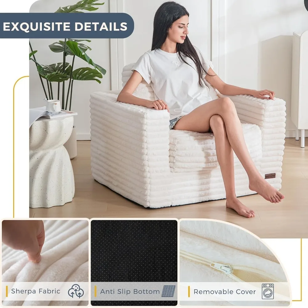 

upholstered floor sofa with pillows and armrests, large bean bag sofa plush chair bean bag ,giant bean bag chair for adults,