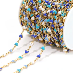 1 Meter Stainless Steel Enamel Heart Chains DIY Necklaces Bracelets Anklets Link Chain Findings Jewelry Making Accessories Bulk