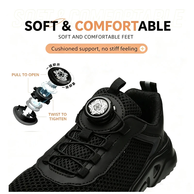 Women's Flat-Toe, Lightweight, All-Season, Breathable, Impact-Resistant, Summer Insulated Soft-Soled Work Shoes