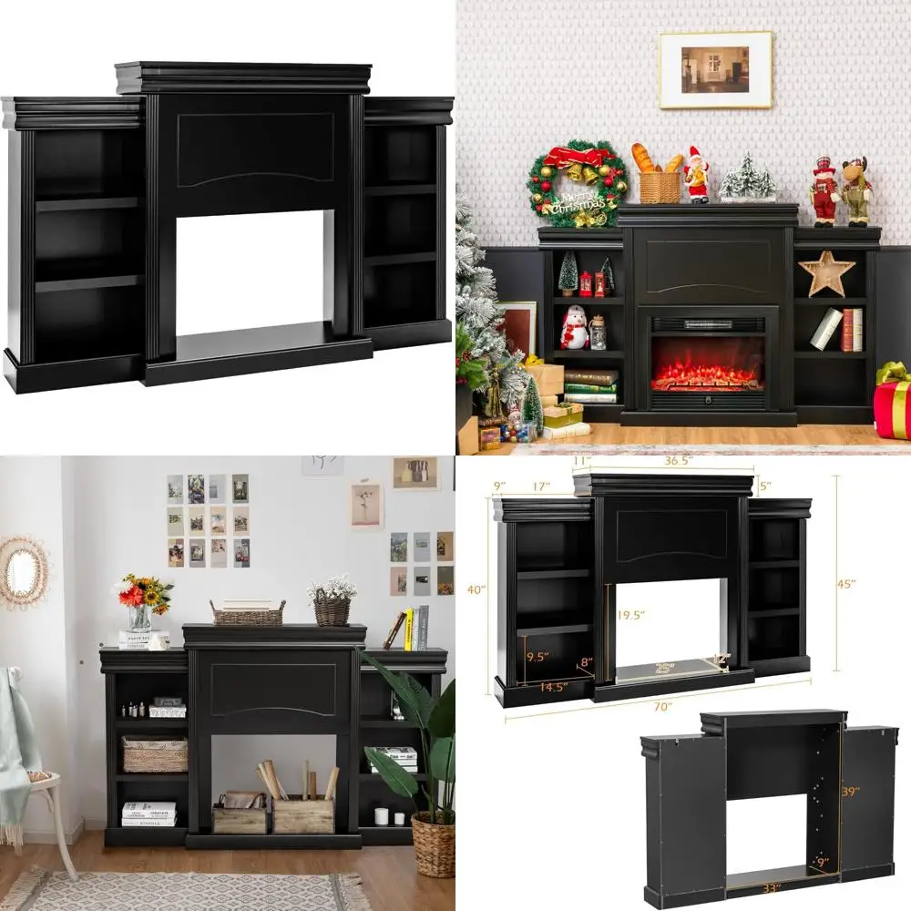 70 Armário de lareira autônomo de madeira para sala de estar e quarto