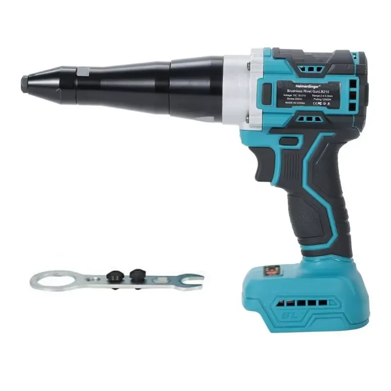 Heimerdinger Brushless Rivet Cordless, 2.4-5.0cm Range, 12000N Pulling Force, Forward/Reverse, Multi-Hole Cooling,No
