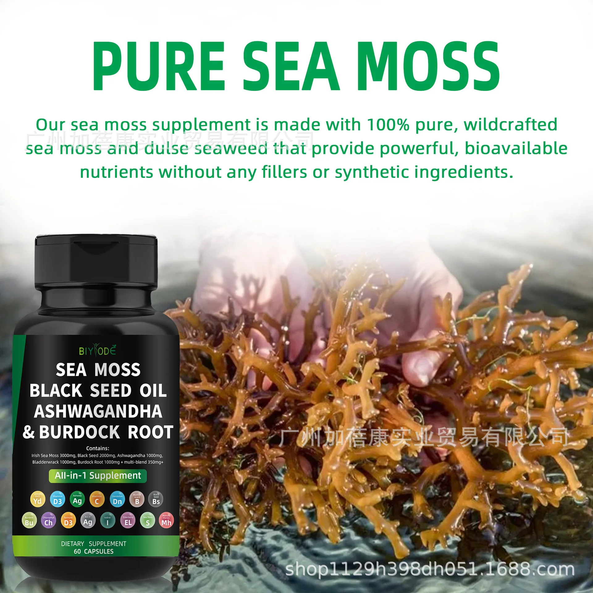 Shilajit Capsules+Sea Moss Capules, enhance strength, improve immune system, resist oxidation, relieve stress,promote metabolism