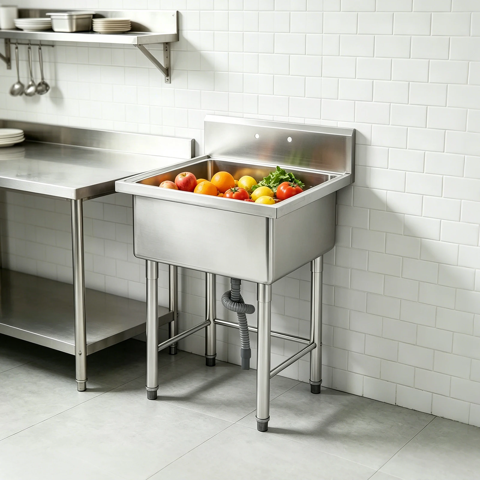Commercial Sink - 27*24*40.5 Without Faucet Commercial Sink with Faucet, Freestanding Kitchen Sink, Sink for Bar, Restaurant, Kitchen, Hotel and Home