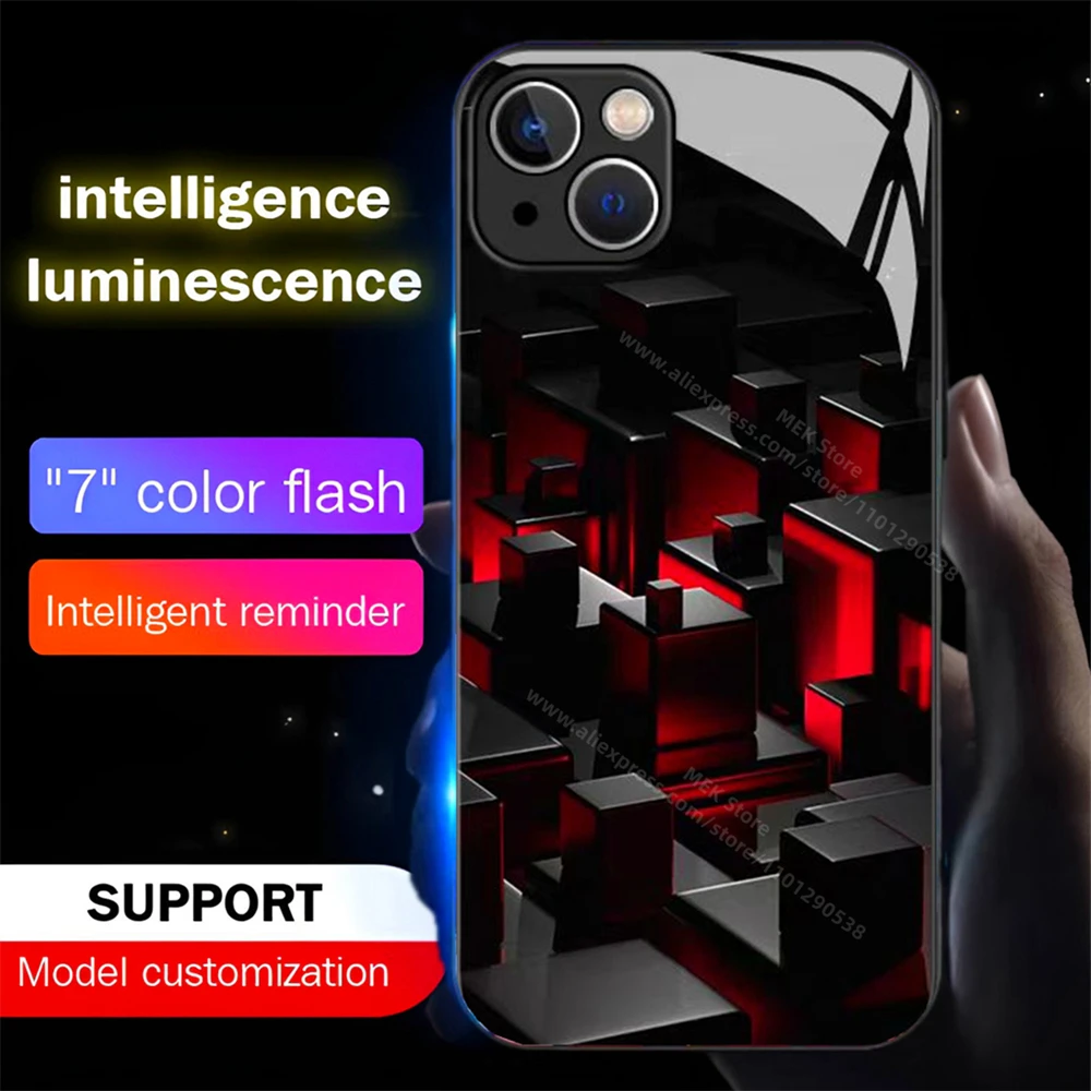 Popular Sense Of Technology LED Calling Light Flash Phone Case Luminous Cover For iPhone 16 15 14 13 12 11 Pro Max X XR Plus