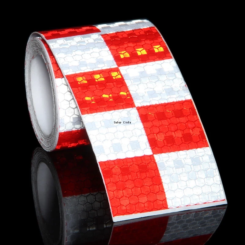 5CM*5M Checkered Car Reflective Sticker Waterproof Safety  Warning Reflector Self-Adhesive Conspicuity Tape For Truck Motorcycle