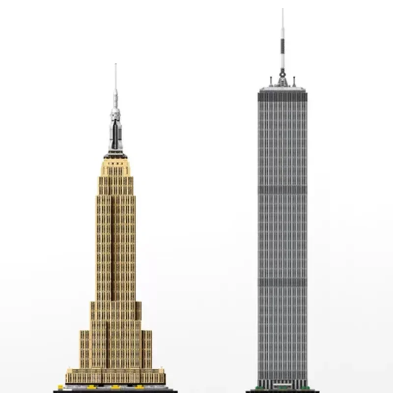 MOC-escena de arquitectura Global, centro comercial mundial, escala 1:800 (torre norte), miniatura de bloques de construcción, juego de mosaico, juguete DIY, regalo para niños