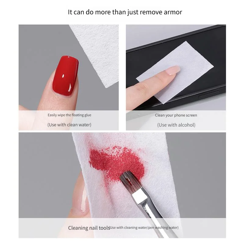 Coton dissolvant de vernis à ongles, non pelucheux, épaissi, dur, pour nettoyer le vernis à ongles, lingettes dissolvant de vernis à ongles spécial pour salon de manucure, outils pour ongles, jetables