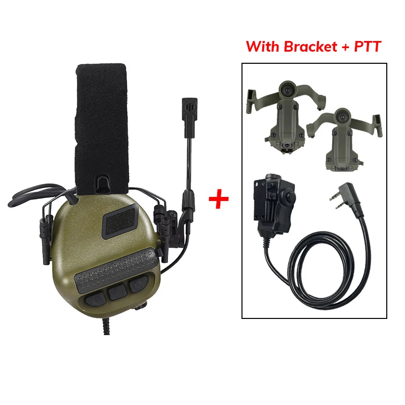 

DIY Tactical Shooting Noise Cancelling Headset with Bracket Kit with PTT Fit OPS Core ARC and Team Wendy M-LOK Helmet