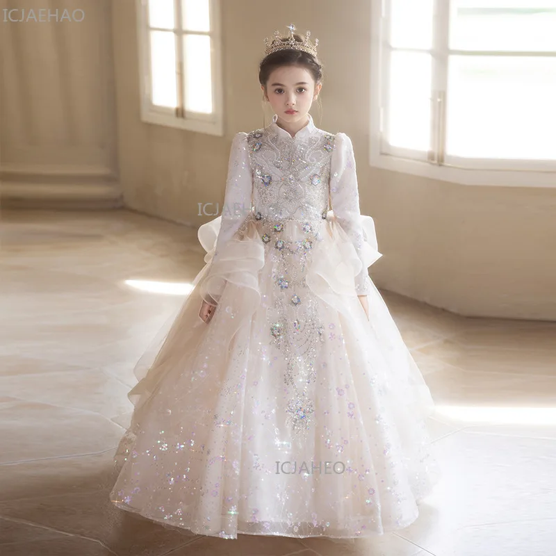 

Long Sleeve Cute Gown Princess Dress Flower Girl Girl BirthdayHost Girls Formal Eid Kids Clothing Party Princess Gown Sweet