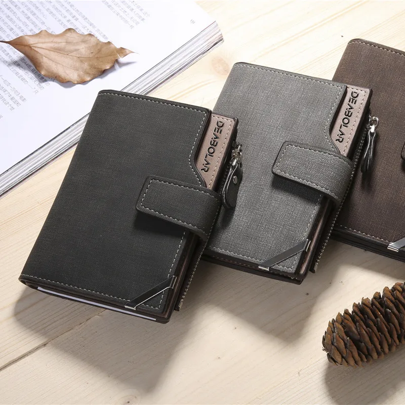 Men's Coin Purse Wallet Coffee Man PU Leather Wallet Zipper Business Card Holder Money Bag Wallet Male