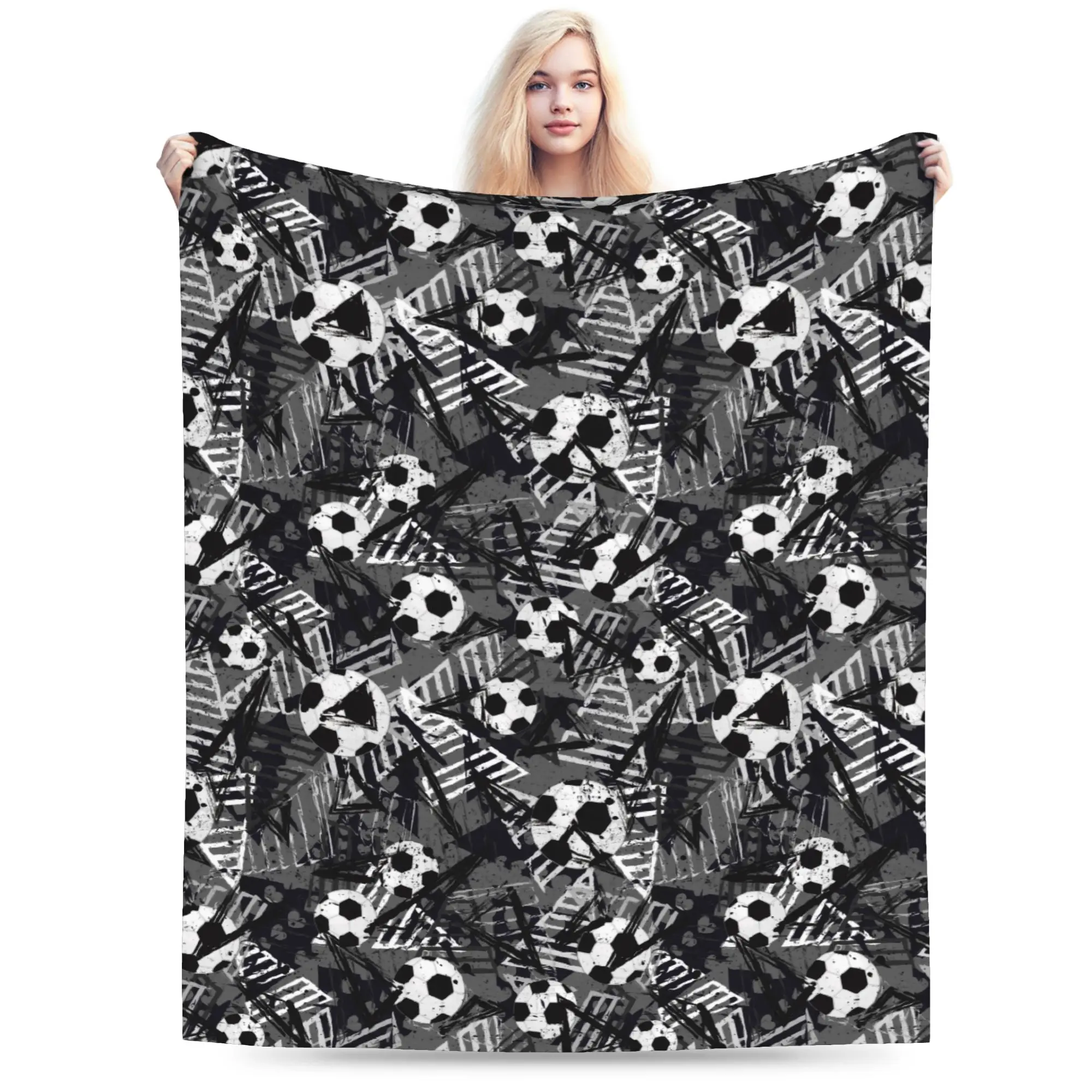

Cartoon Soccer Ball Football Blanket Coral Fleece Plush Print Multifunction Warm Throw Blanket for Bed Outdoor Bedspreads