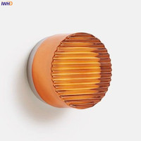 IWHD Amber Glass LED Wall Lamp Sconce Aluminium Bedroom Bedside Bathroom Mirror Stair Light Nordic Modern Wandlamp Applique