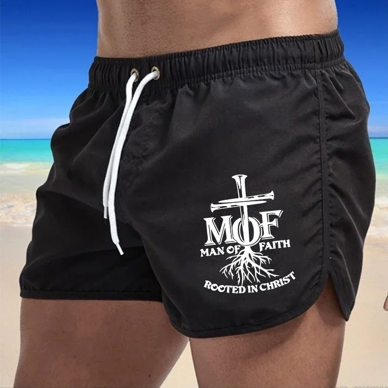 

Мужские шорты с принтом «Человек веры», летние модные повседневные спортивные пляжные шорты для мужчин, шорты для спортзала, фитнеса, бокса, бега, велоспорта