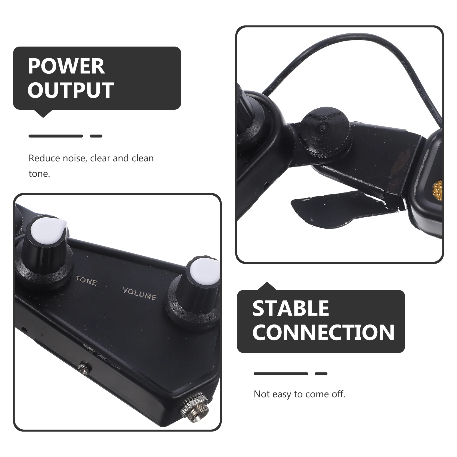 

Wooden Guitar Pickup Black Practical Sound Pick-Up for Folk Guitar Accessories High Power Output Noise Reduction