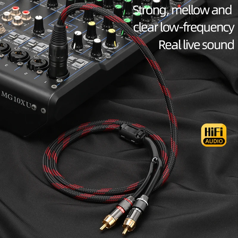 HiFi XLR to 2RCA Cable for Microphone Speaker Hi-end 6N OFC XLR Male&Female Jack to 2RCA Adapter Cord Professional Audio Cable