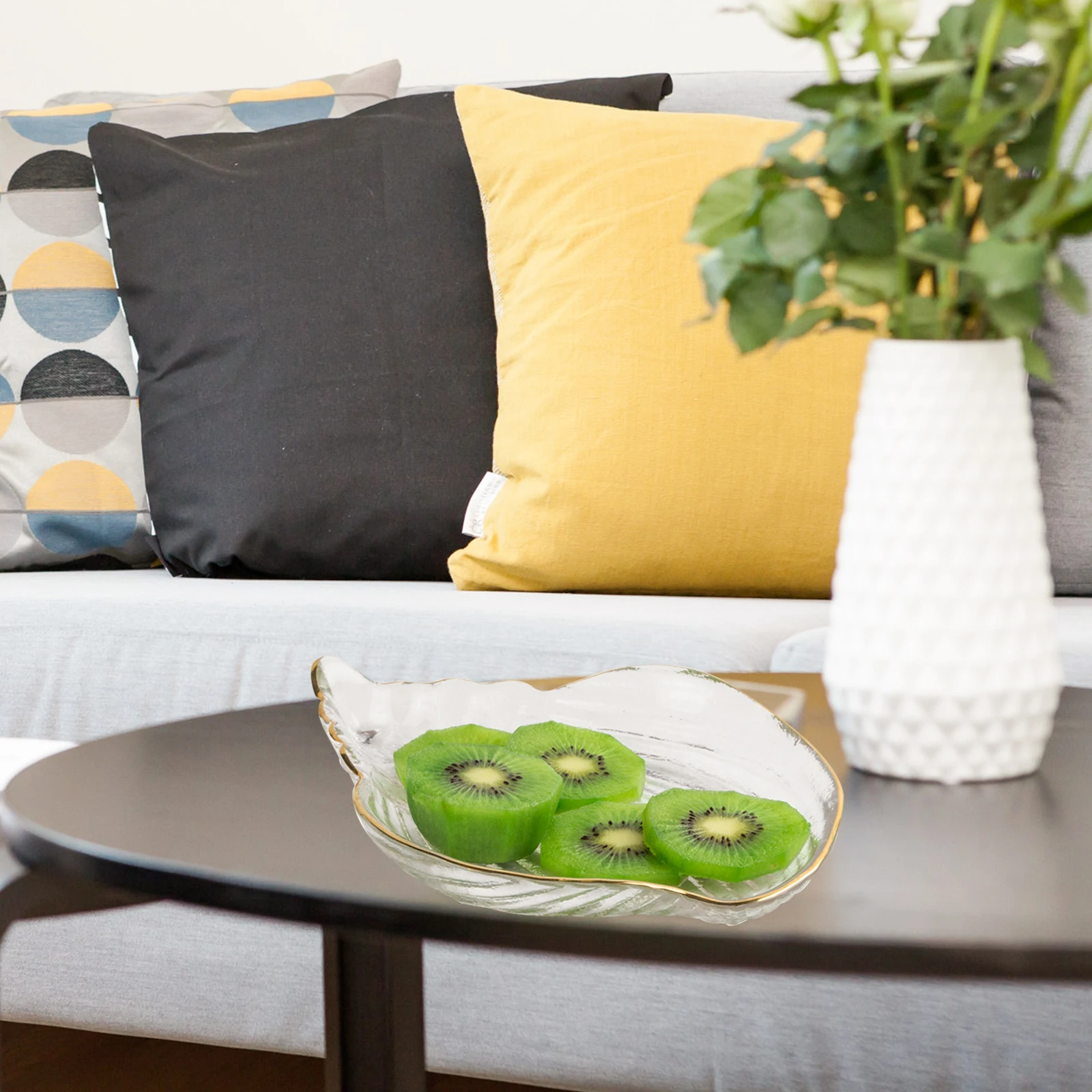 

Conch Shape Plate Glass Dessert Storage Container Creative Design Home Tableware Safe Material Decorative Cake Bowl