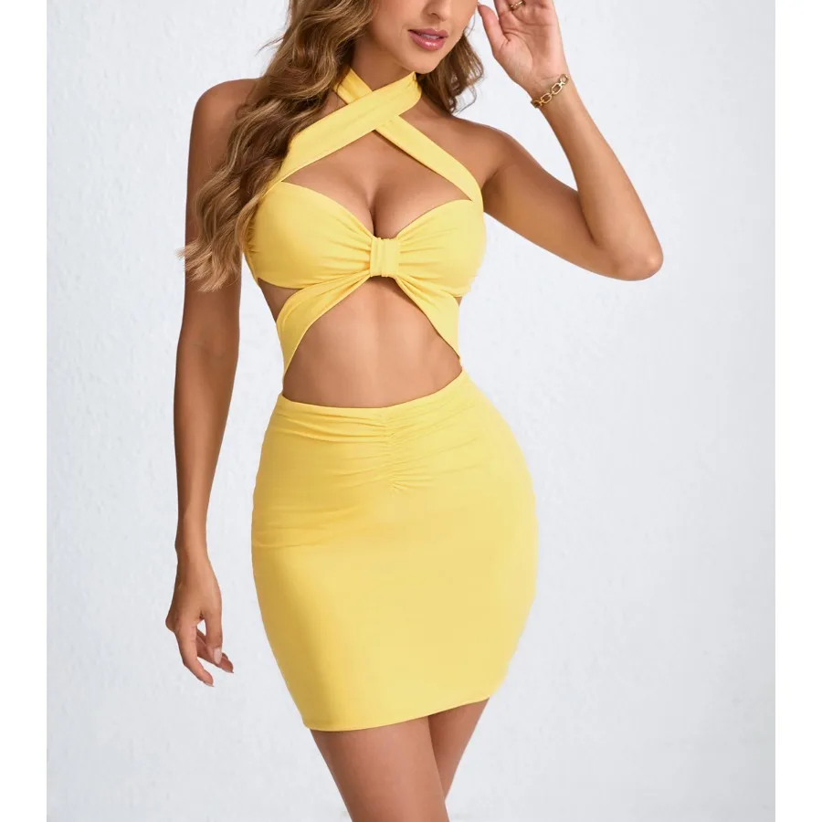 

【New style】2026 new women's dress summer hollow neck hip sexy dress