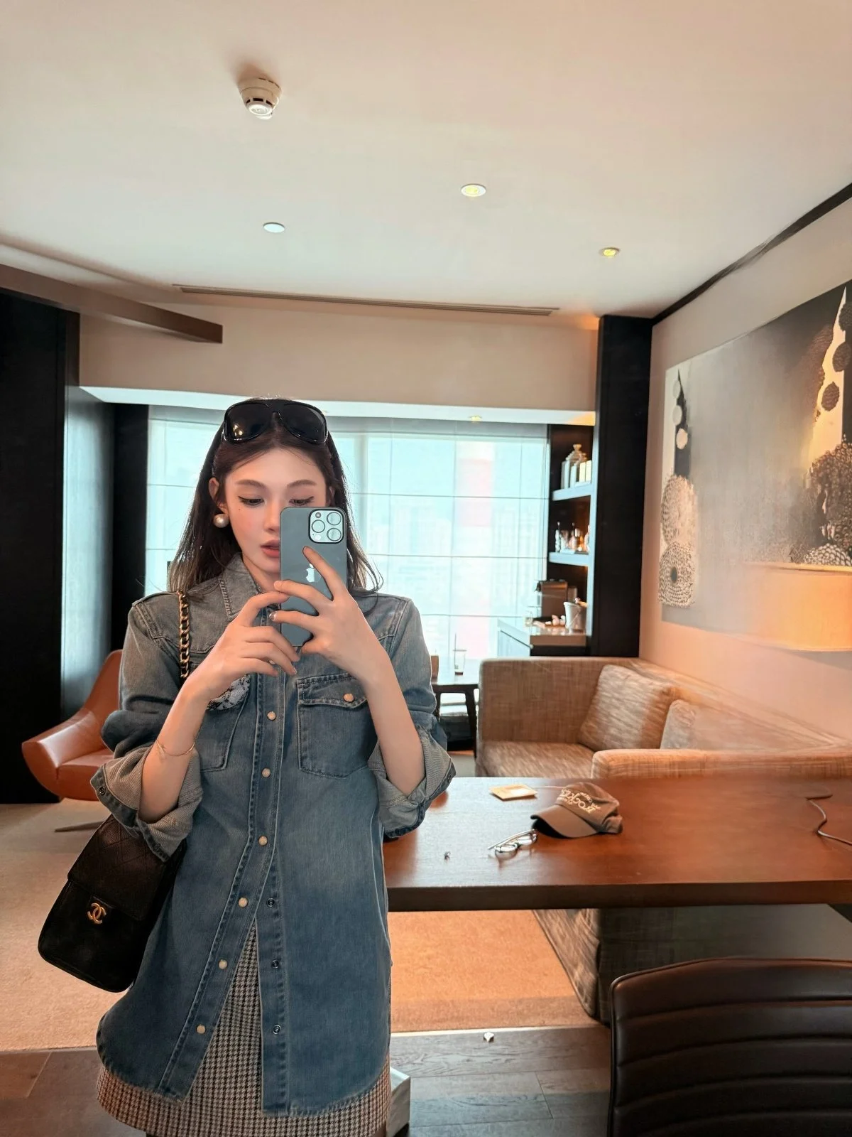 

ato Hero Bevill Wed Waed Denim irt Jaet Women's Autumn Winter Loose Layering ket irt Cotton Polyester Blend