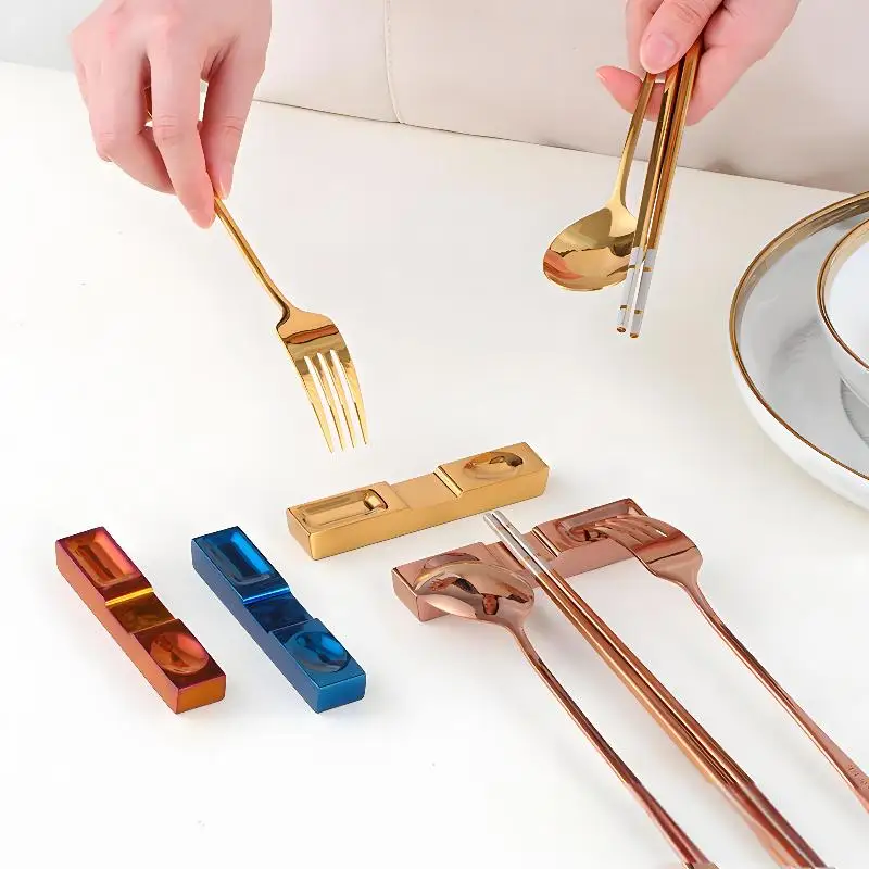 【F】1PC Stainless Steel Chopsticks Holder Knife Fork Spoon Cutlery Holder Kitchen Tableware Rack Chopstick Rest