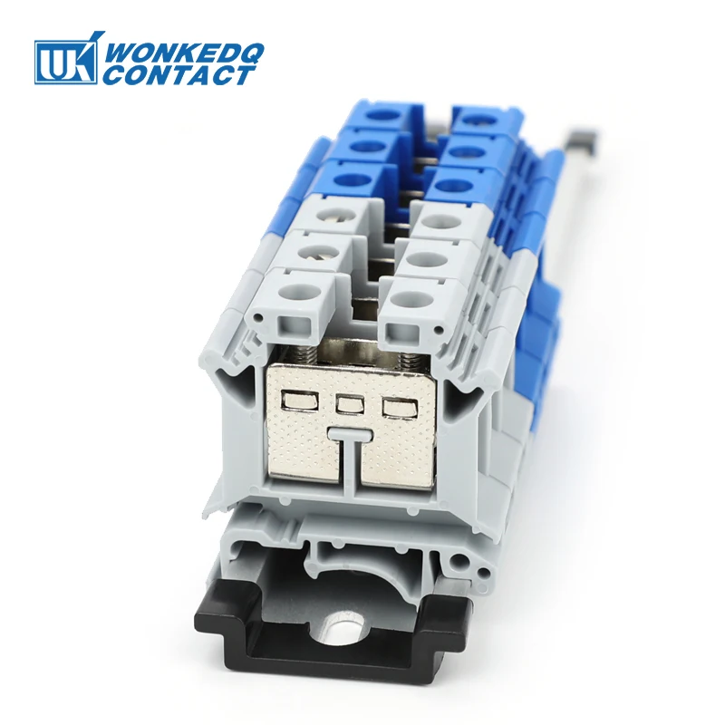 5Pcs UK-25 Screw Din Rail Terminal Block, 25mm² Cable Plug Feed-through Connection, Strip Wire Electrical Connector UK25