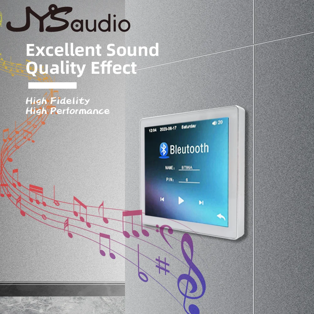 Smart Home Lettore musicale audio Bluetooth Schermo da 4 pollici Musica di sottofondo Amplificatore da parete 4 canali con altoparlante da soffitto da 20 Watt