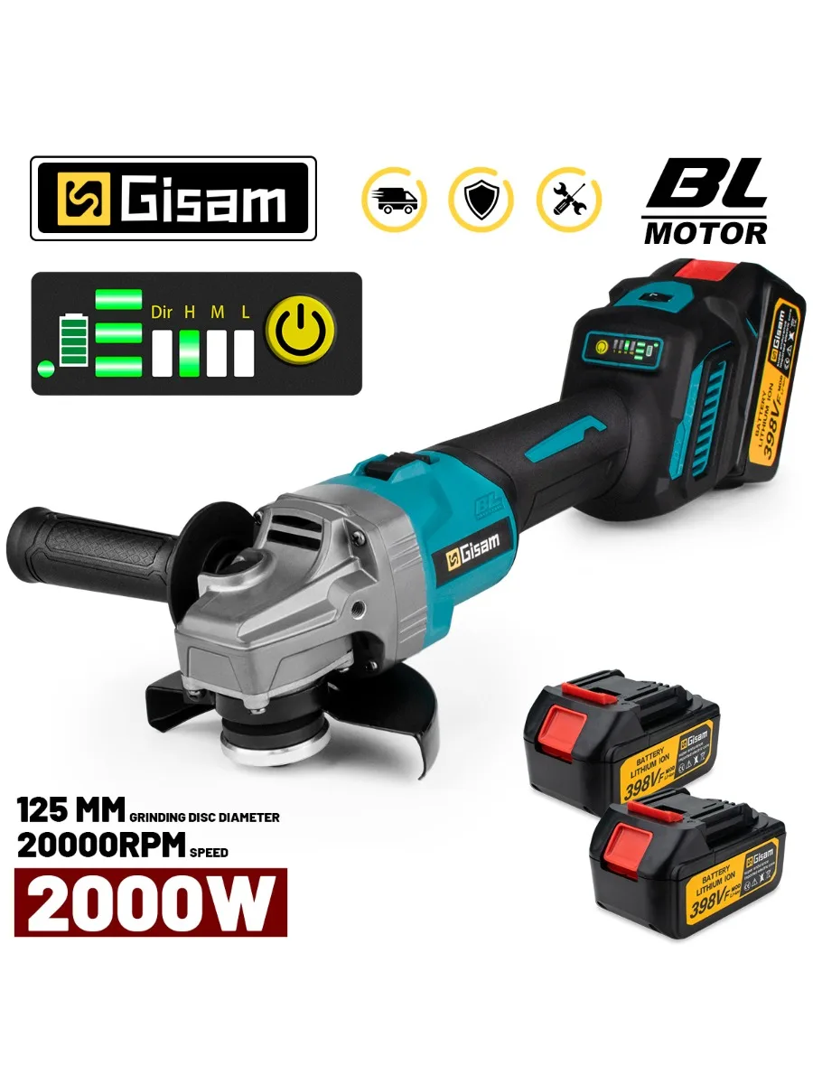 G nto 7 Gänge Bürstenlosen Elektrischen Winkelschleifer 125 MM Wiederaufladbare Winkelschleifer Polieren Elektrowerkzeuge Für Makita 18 V Batterie Pin