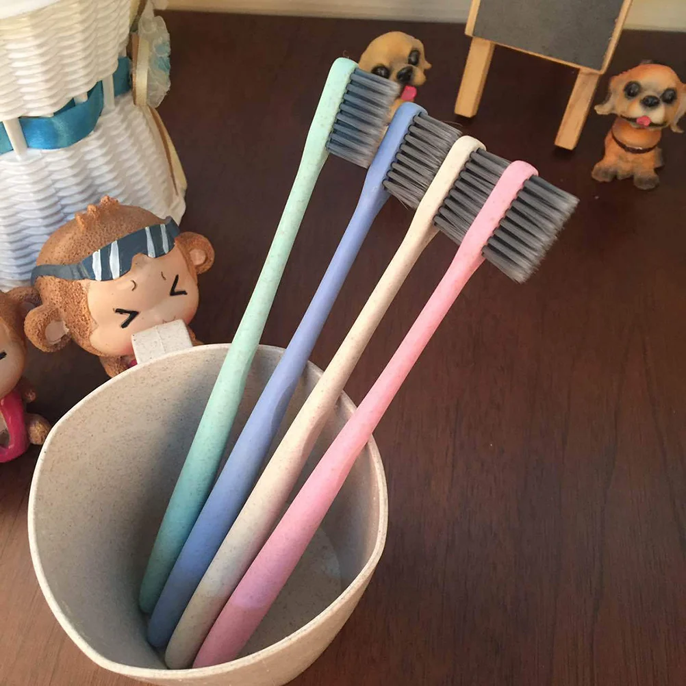 

4Pcs Bamboo Charcoal Toothbrush Set Soft Bristles Lightweight Travel Friendly Eco Friendly Biodegradable Multiple Colors