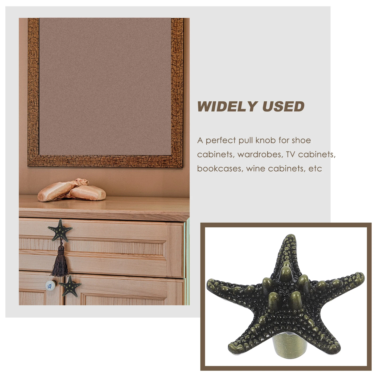 

2Pcs Versatile Sea Star Shaped Zinc Alloy Handles For Cabinets Dressers Drawers Cupboards Wardrobes