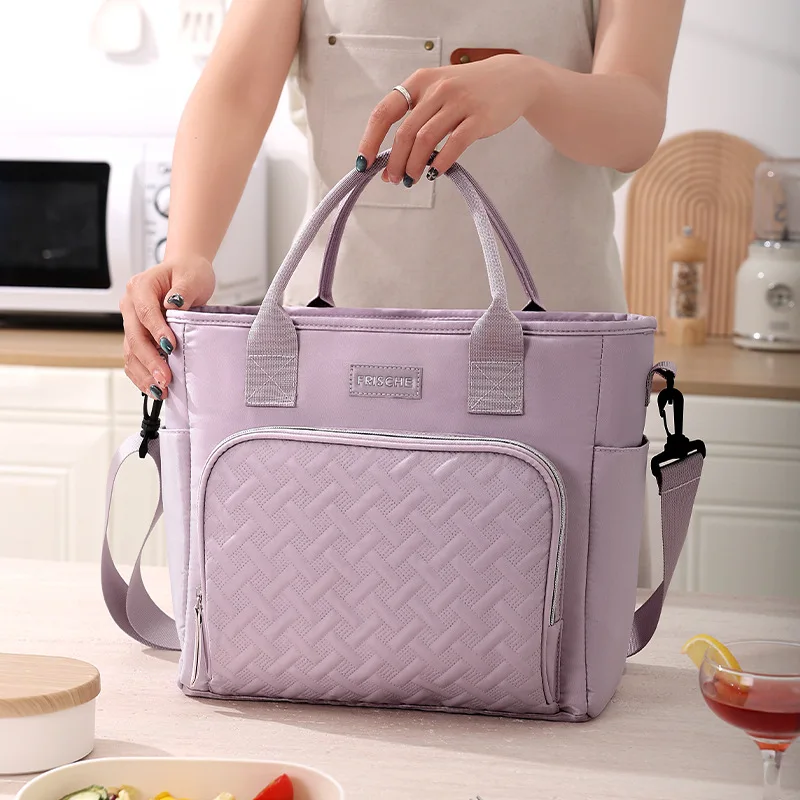 

Portable One Shoulder Lunch Bag Large Insulated Lunch Box Insulated Lunch Tote Bags Soft for Picnic Food Wine Packing