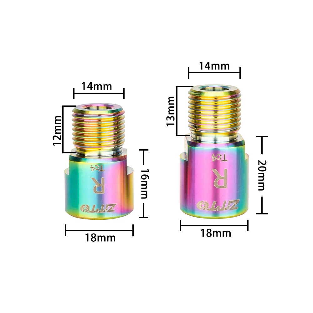 ZTTO 2pcs Bicycle Pedal Extension Bolt Titanum Alloy Bolt 16mm 20mm MTB Road Bike 9/16 Pedal Extender Spacers Crank Axle Parts