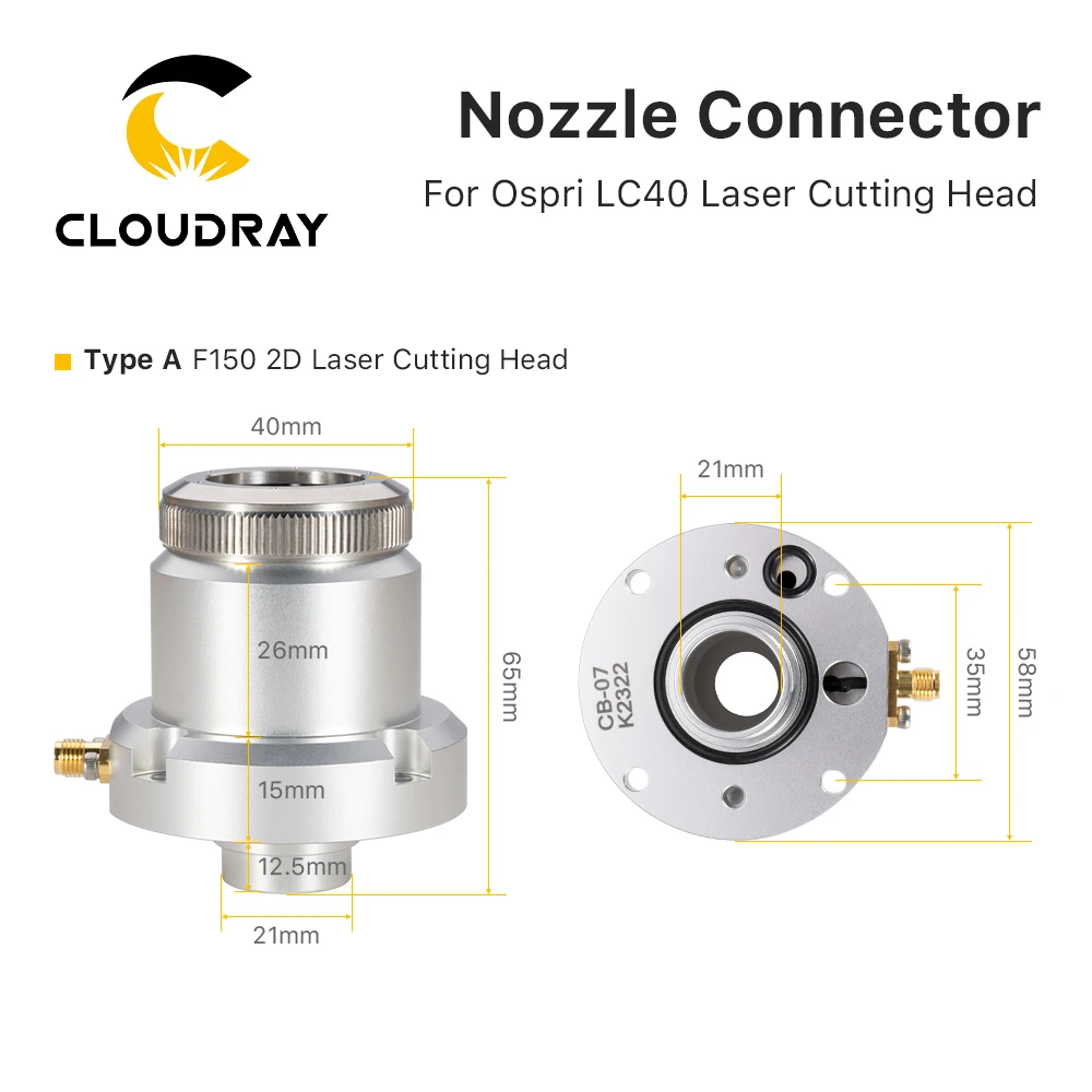 Cloudray LC40 Fiber Laser Nozzle Connection Part for OSPRI Fiber Laser Head 1064nm Cutting Machine