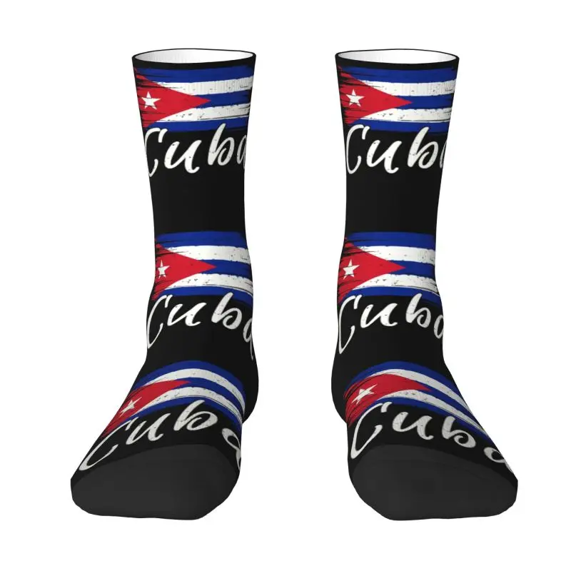 Cuba Cuban Havana Flag Mens Crew Socks Unisex Fun 3D Printing Cuban Patriotic Dress Socks