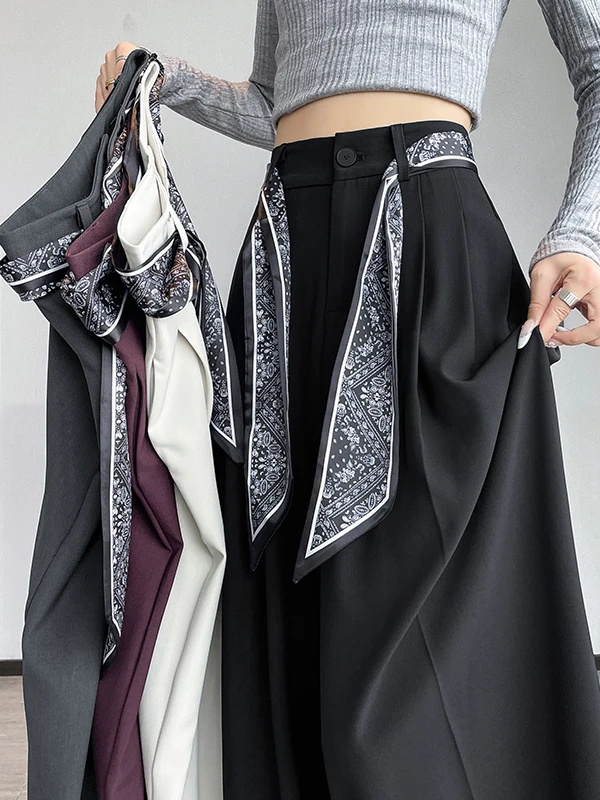 High Waist Wide Leg Pants Skirt Suit Loose Fit Elegant Style Women's Autumn Fashion New Arrival Floor Length Trousers