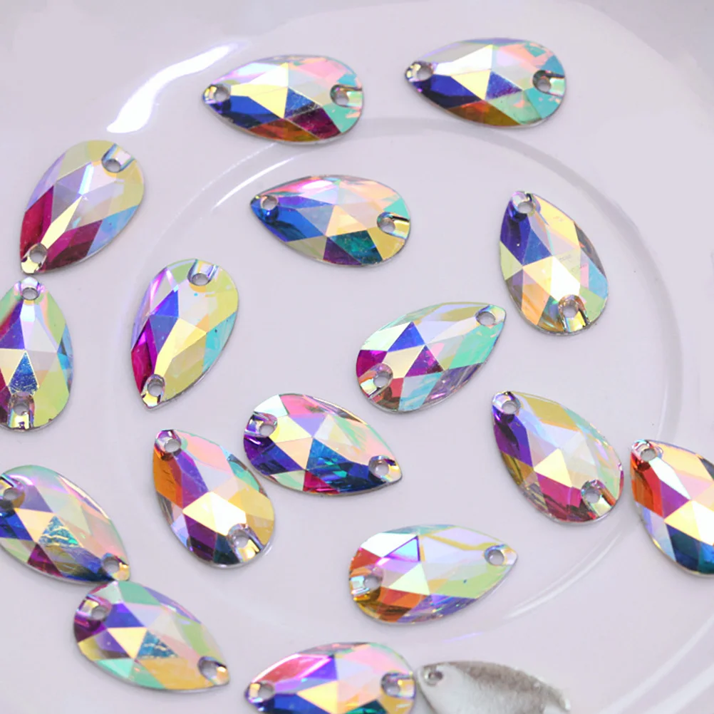 

50Pcs Flat Back Resin Rhinestone Teardrop 13x22mm Sew Glue Crystals for Costume Embellishment Wedding Dress Bags Shoes