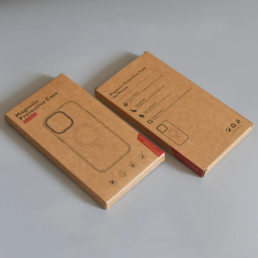 100pcs Univers Apple Magnetic Phone Case Packaging Box Phone Cover Box General Phone Case Packaging Neutral Kraft Paper Box