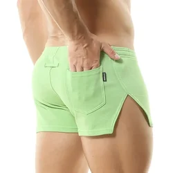 Mens Shorts Made of Cotton Fabric Pocket Split Inner Pocket Breathable Middle Waist Large Sports Shorts Male Boxershorts