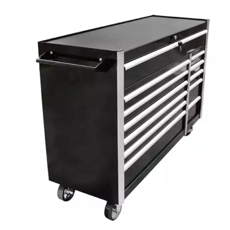 New Design Garage Tool Cabinet Storage Drawers With Stainless Steel Rubber Wood Top Portable Trolley Set For Workshop