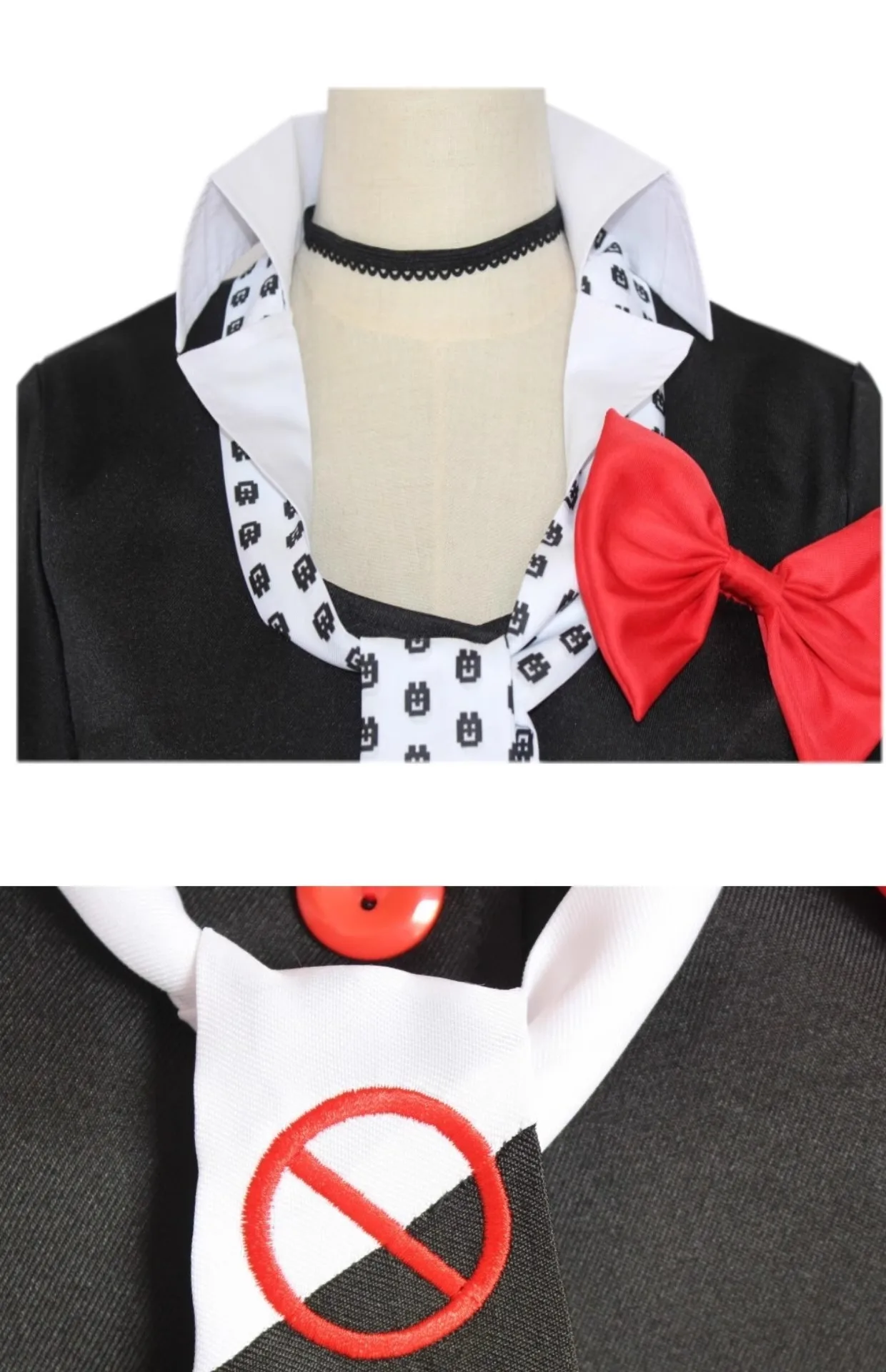 Anime-Spiel Danganronpa, Cosplay-Kostüm, Enoshima Junko Uniform, Café-Arbeitskleidung, kurzer Rock, Monokuma-Kopfbedeckung – Detail 6