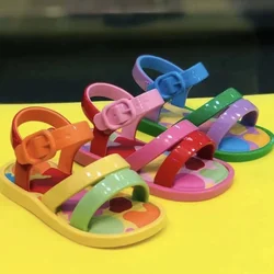 Open-toe sandals large children's color matching casual jelly shoes