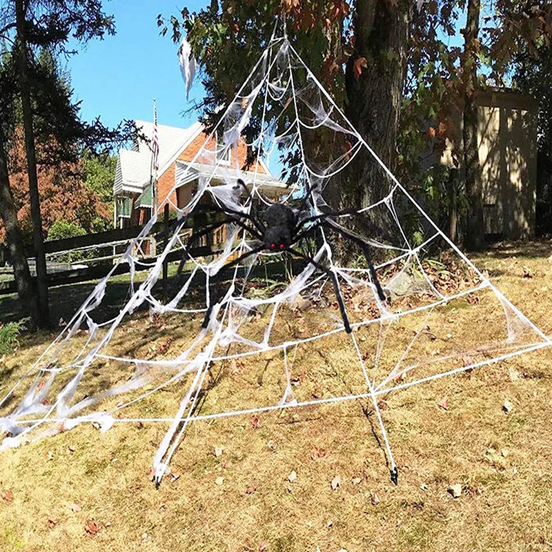 Aranha gigante enorme teia de aranha decoração de halloween adereços assombrados indoor ao ar livre assustador pelúcia grande araneid brincadeira truque suprimentos