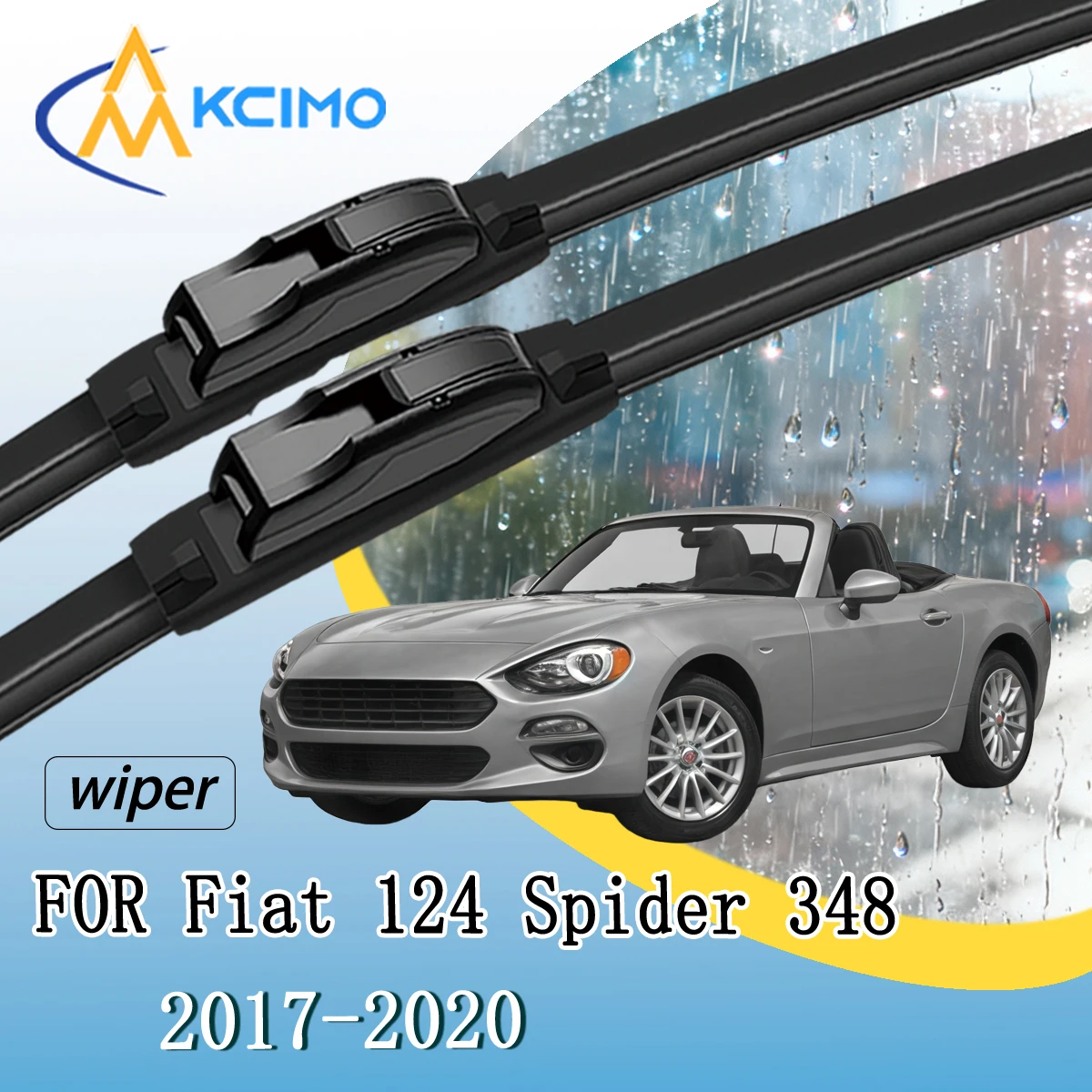 

Exact Fit Windshield Wiper Blades For Fiat 124 Spider 348 2017-2020 Front Set All-Weather Streak-Free Wipers Easy Clip-On