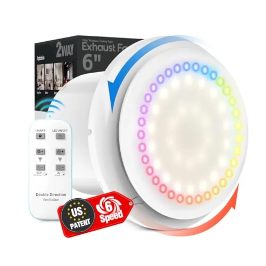 

10 RGB s Upgraded 2 Way 6 Speed and DC Motor 3000 RPM Energy Saving Household Ventilation s for Attic Basement Garage P208A