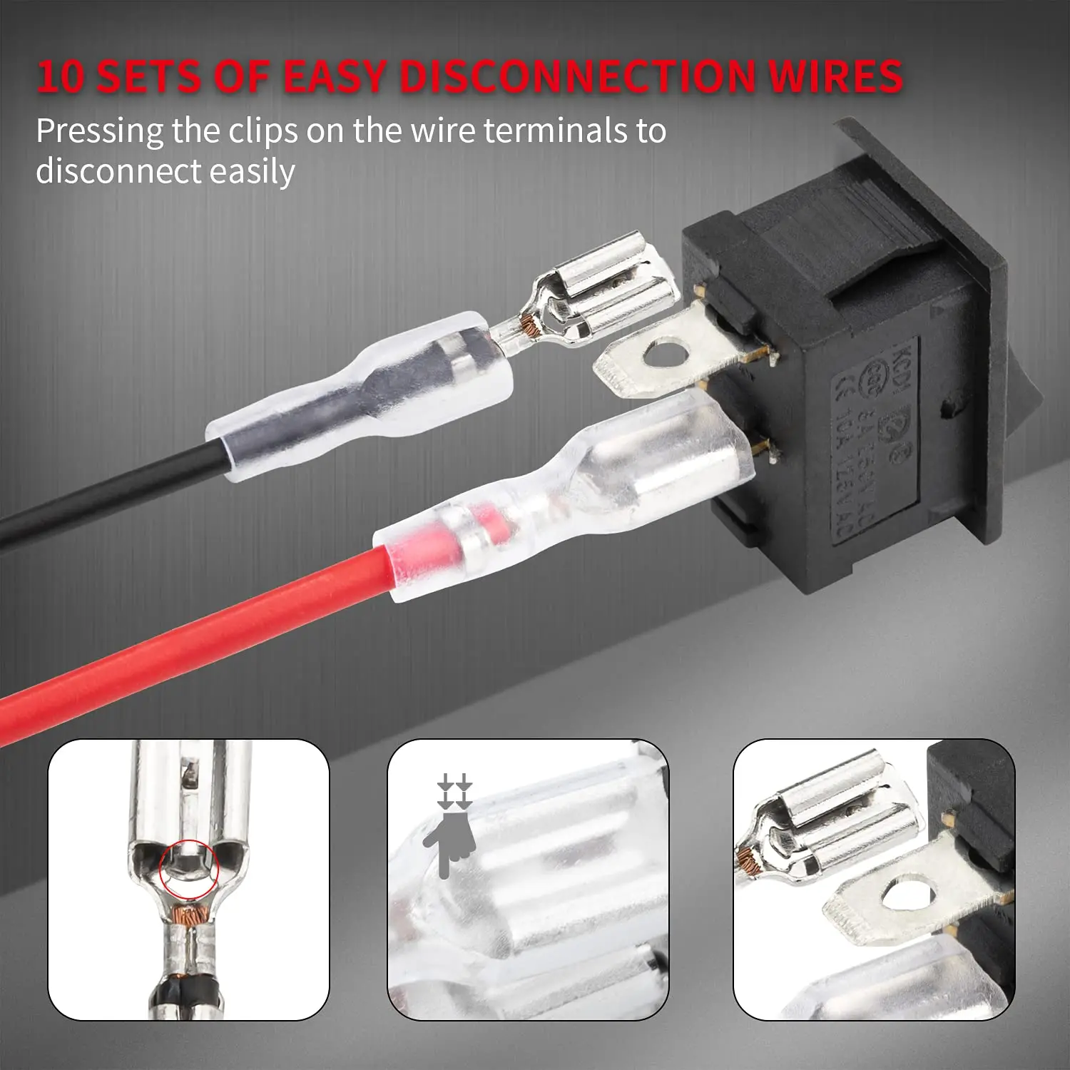 10pcs Mini Rocker Switch 12V 20A T85 2Pin SPST Small ON Off Switch 120V 10A ON and Off Rocker Toggle KCD1 Switch Pre-Wired Black