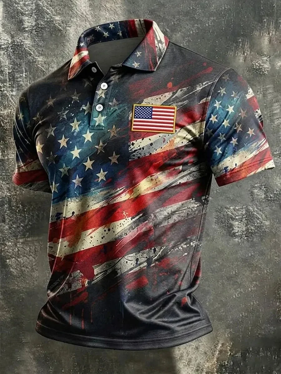 Men's American Flag Polo Shirt  