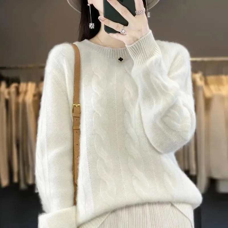 المرأة 100% ميرينو رداء علوي من الصوف س الرقبة طويلة الأكمام الكشمير تريكو البلوز Aliselect موضة الخريف الشتاء الملابس القمم