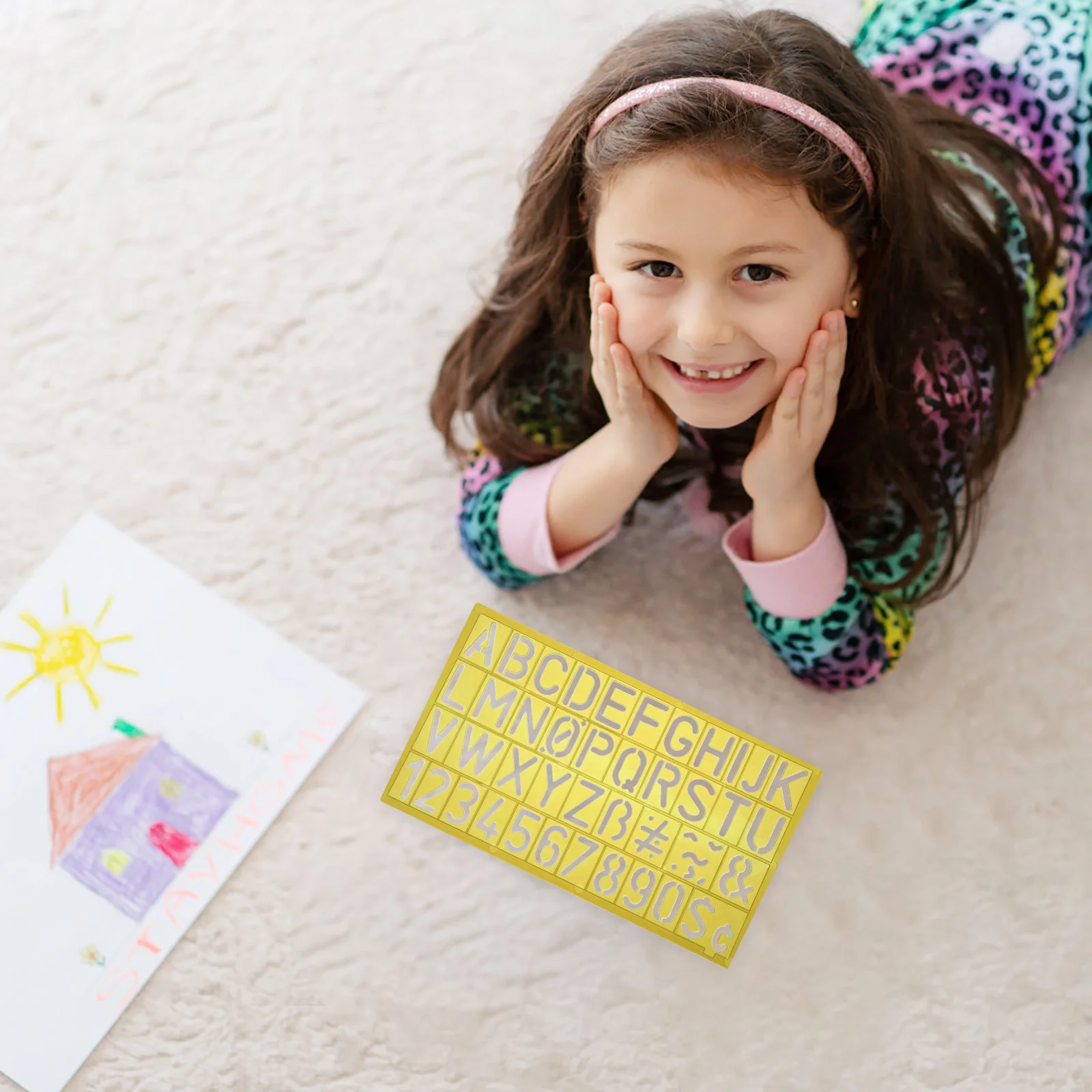 4 set Digital Letter Template Ruler Set High-Quality Plastic For Scrapbook Craft Art Diy Projects Symbol Drawing Tool