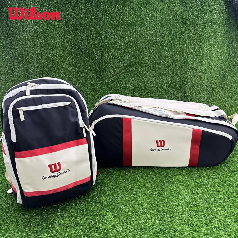 Wilson 2024 Tennis Bag New COURAGE Series Red, White, Black Backpack 9-Pack Tennis Racket Bag Accessories Bag for Men and Women